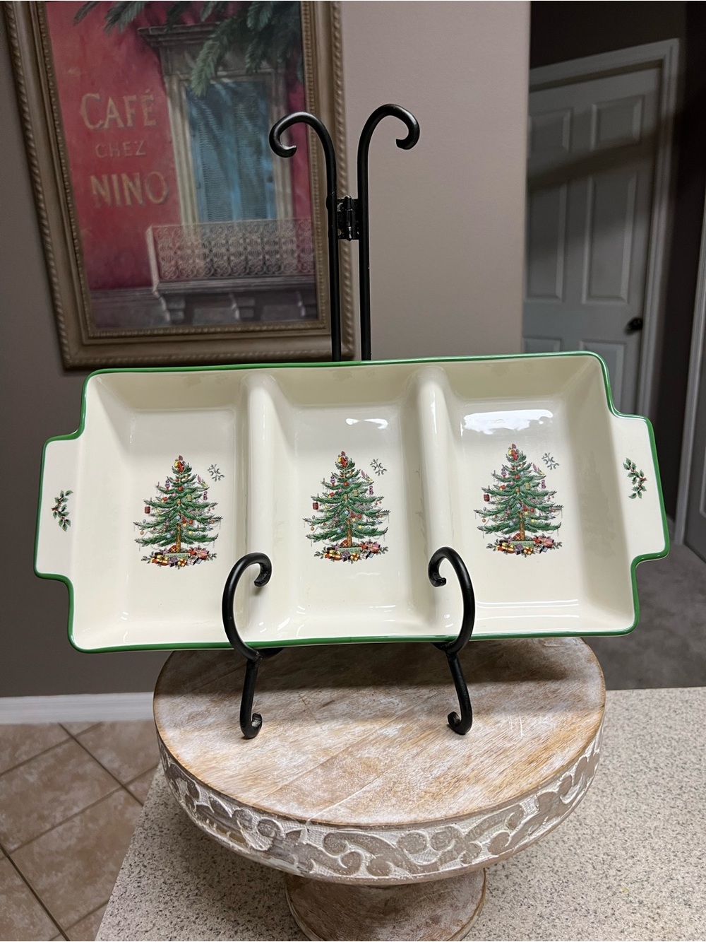 🎄Spode Christmas Tree Hors d’oeuvres Three Section Tray